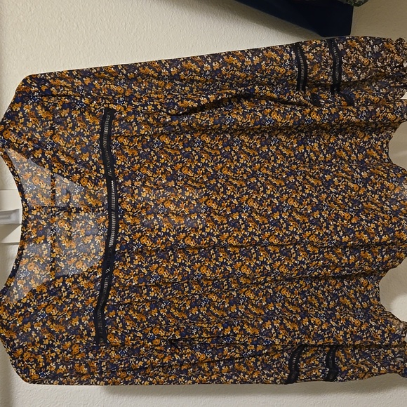 Sezane V Neck Long Ballooned Sleeves Floral Angelina Blouse - Picture 11 of 11